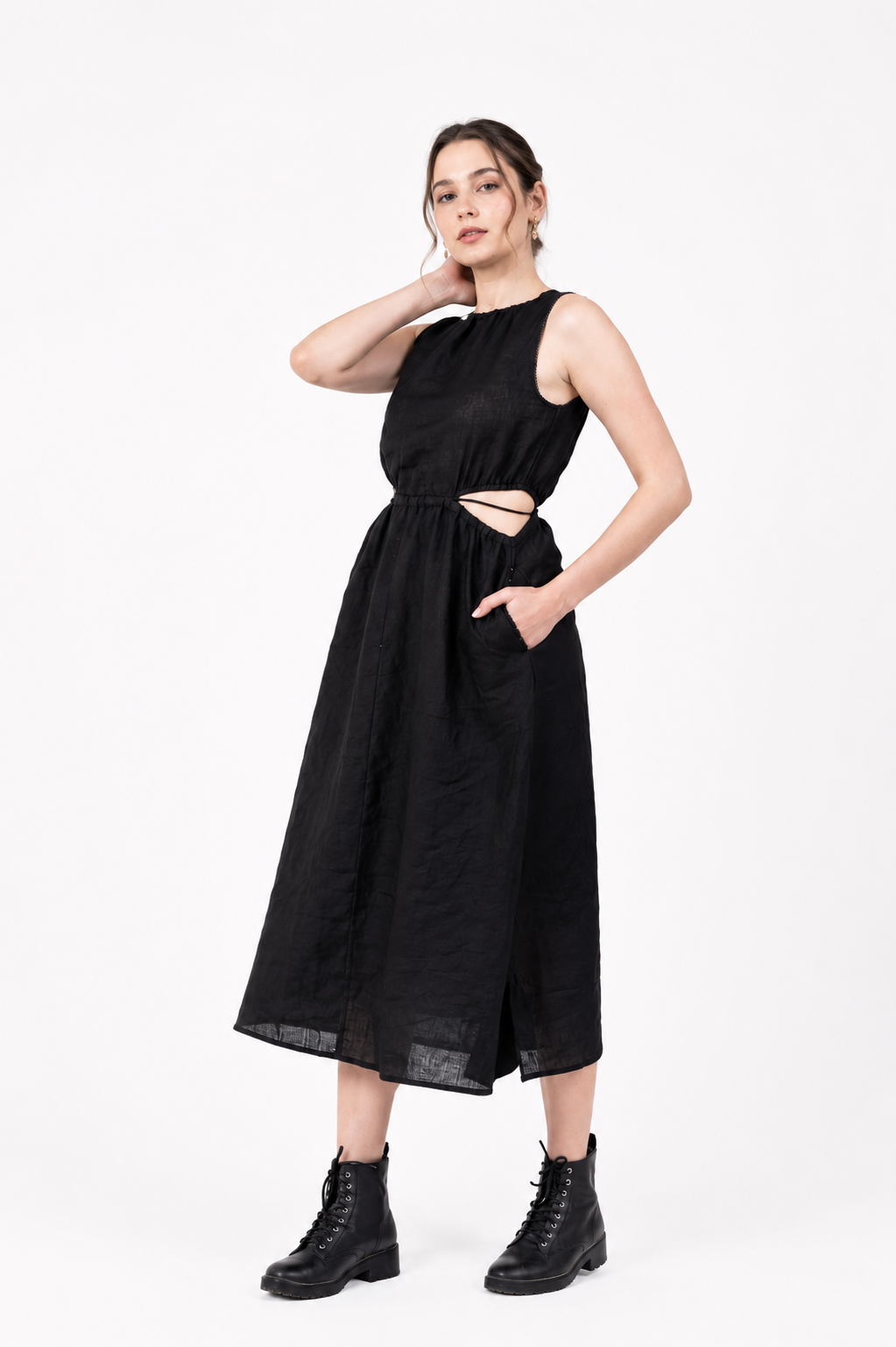 Linen Laurel Dress - Black
