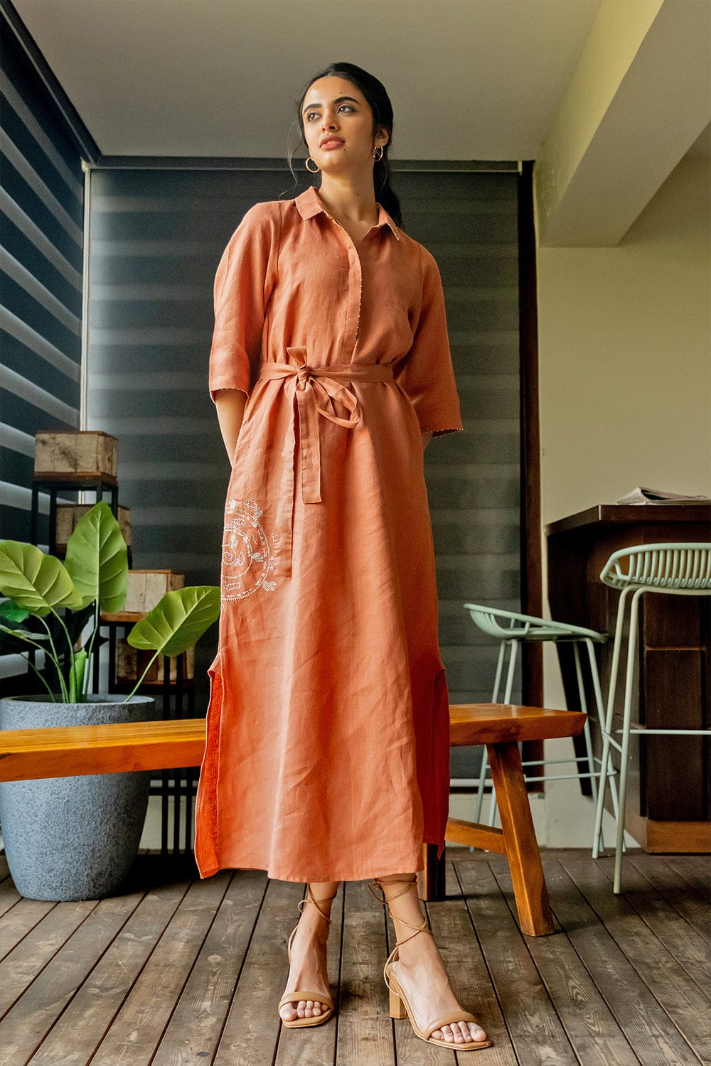 Tania Half Placket Long dress