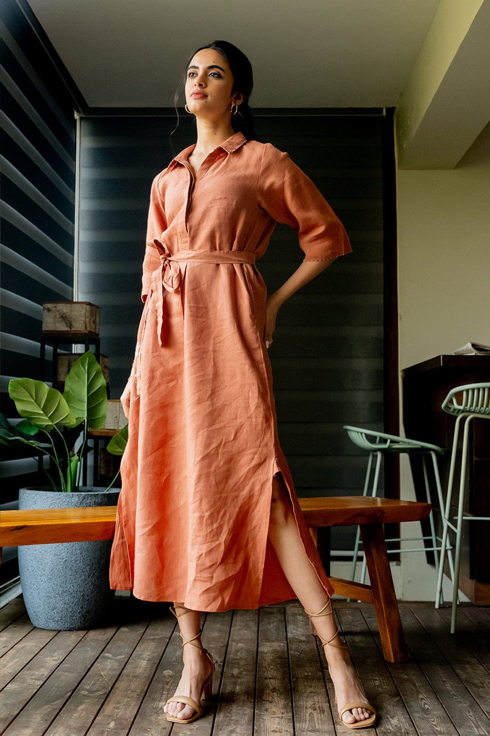 Tania Half Placket Long dress