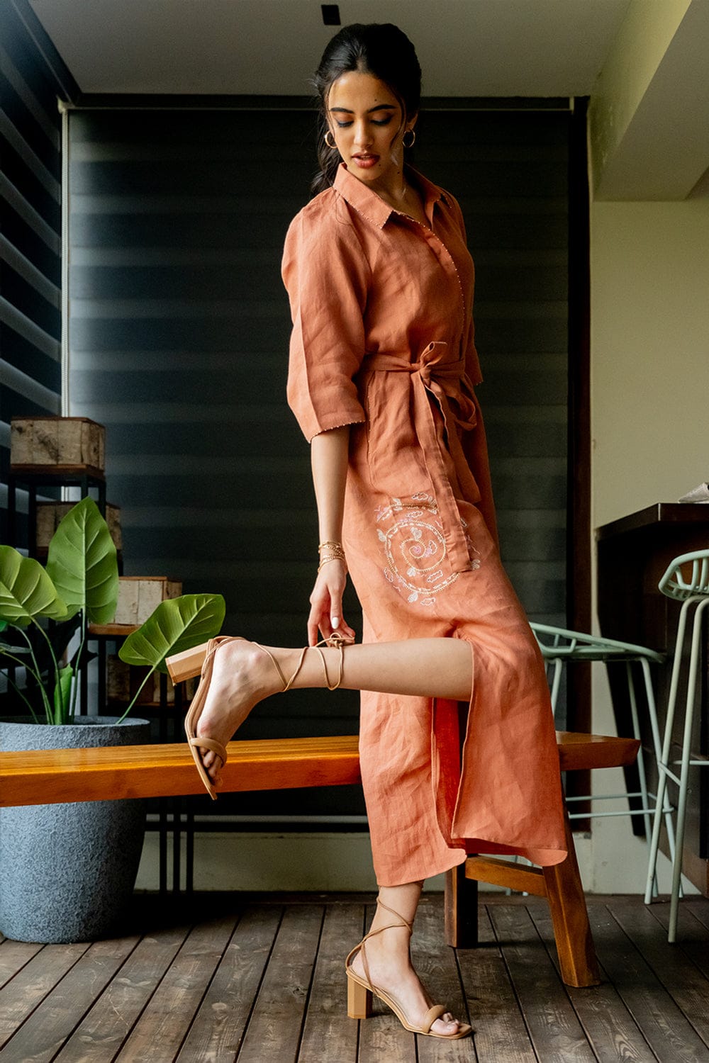 Tania Half Placket Long dress