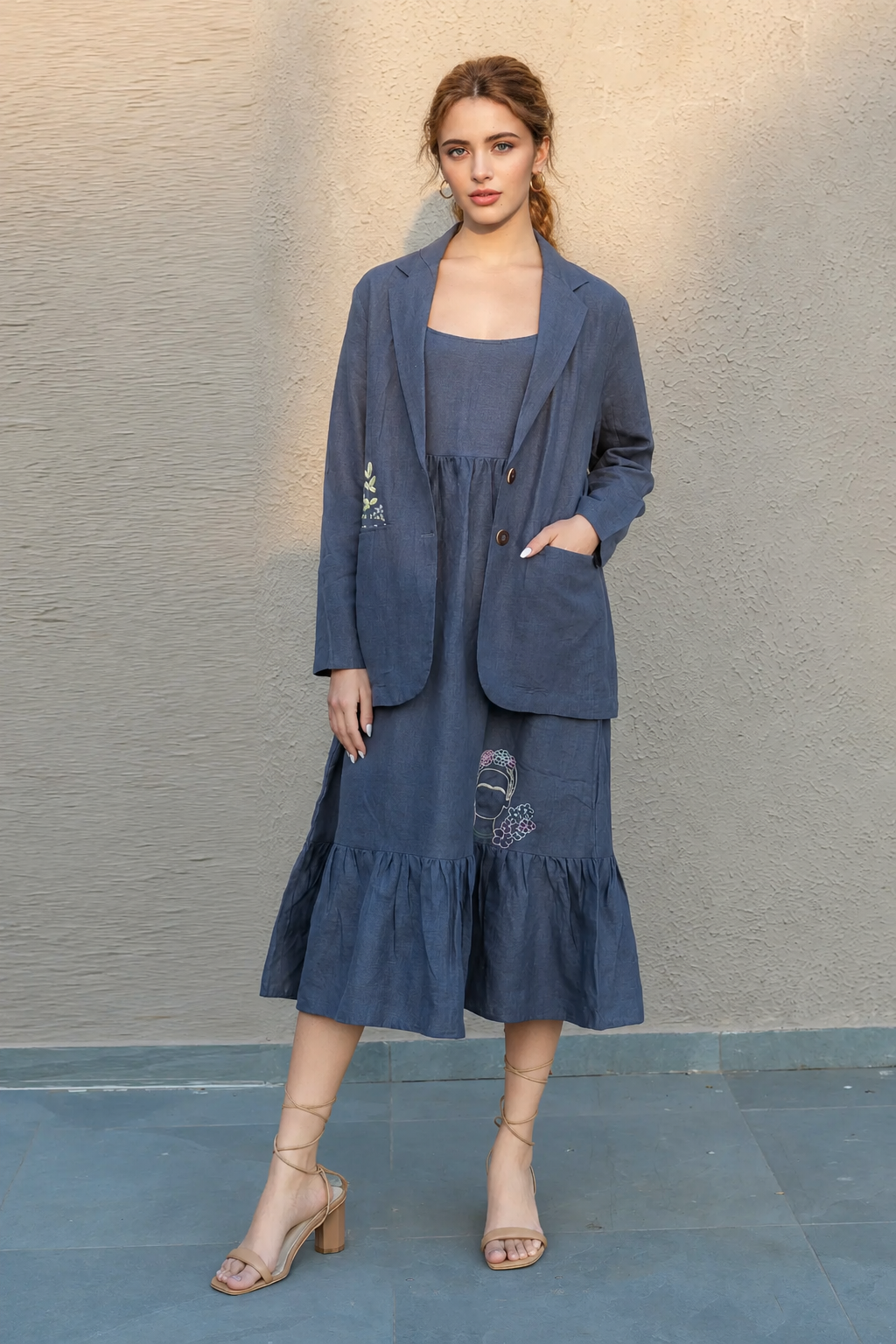 Linen Blazer - Charcoal Grey