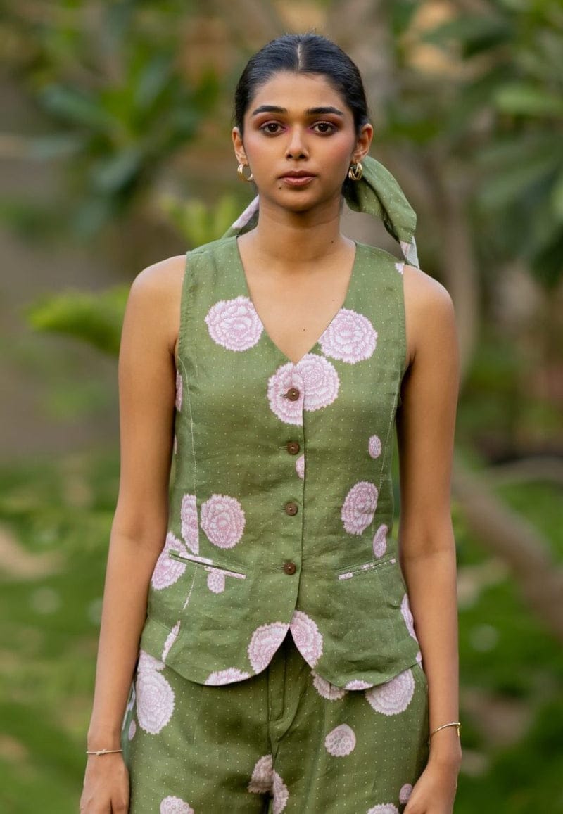 Vest - Floral Green