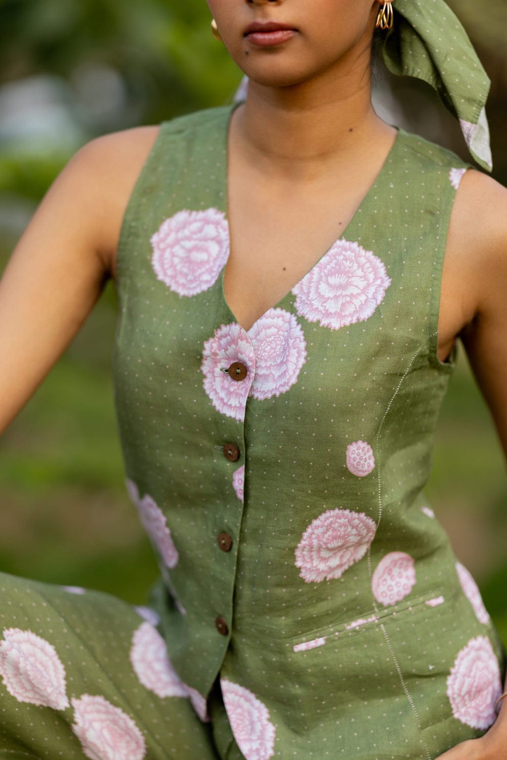 Vest - Floral Green