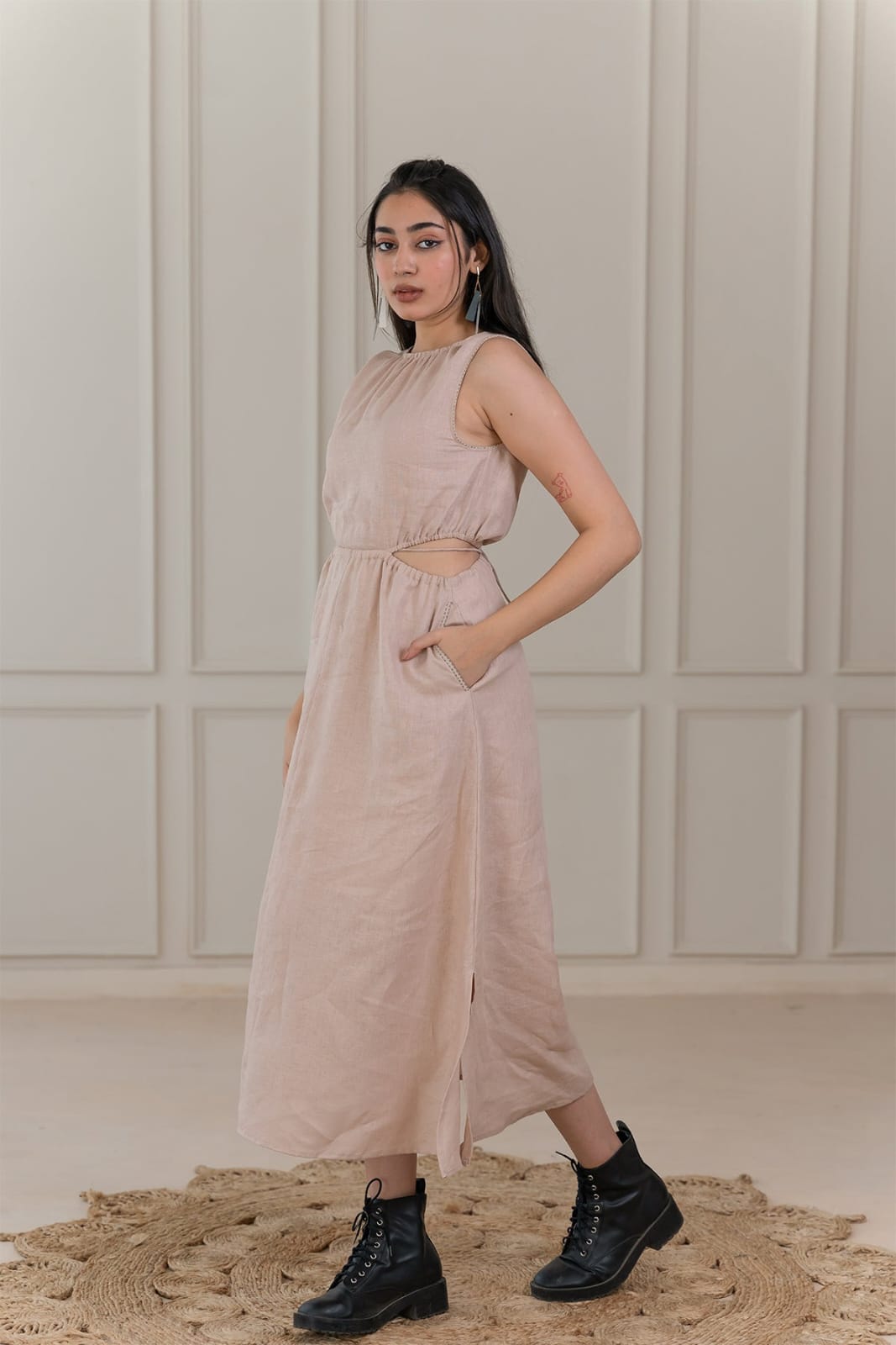 Linen Laurel Dress - Beige