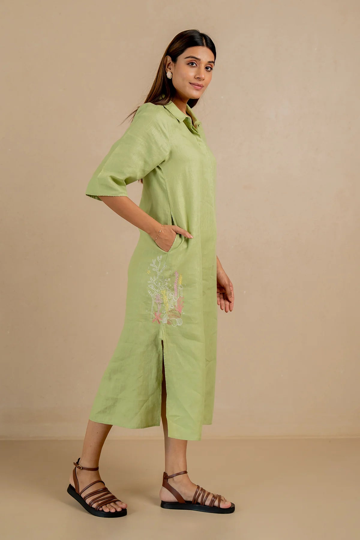 Tania Half Placket Long dress