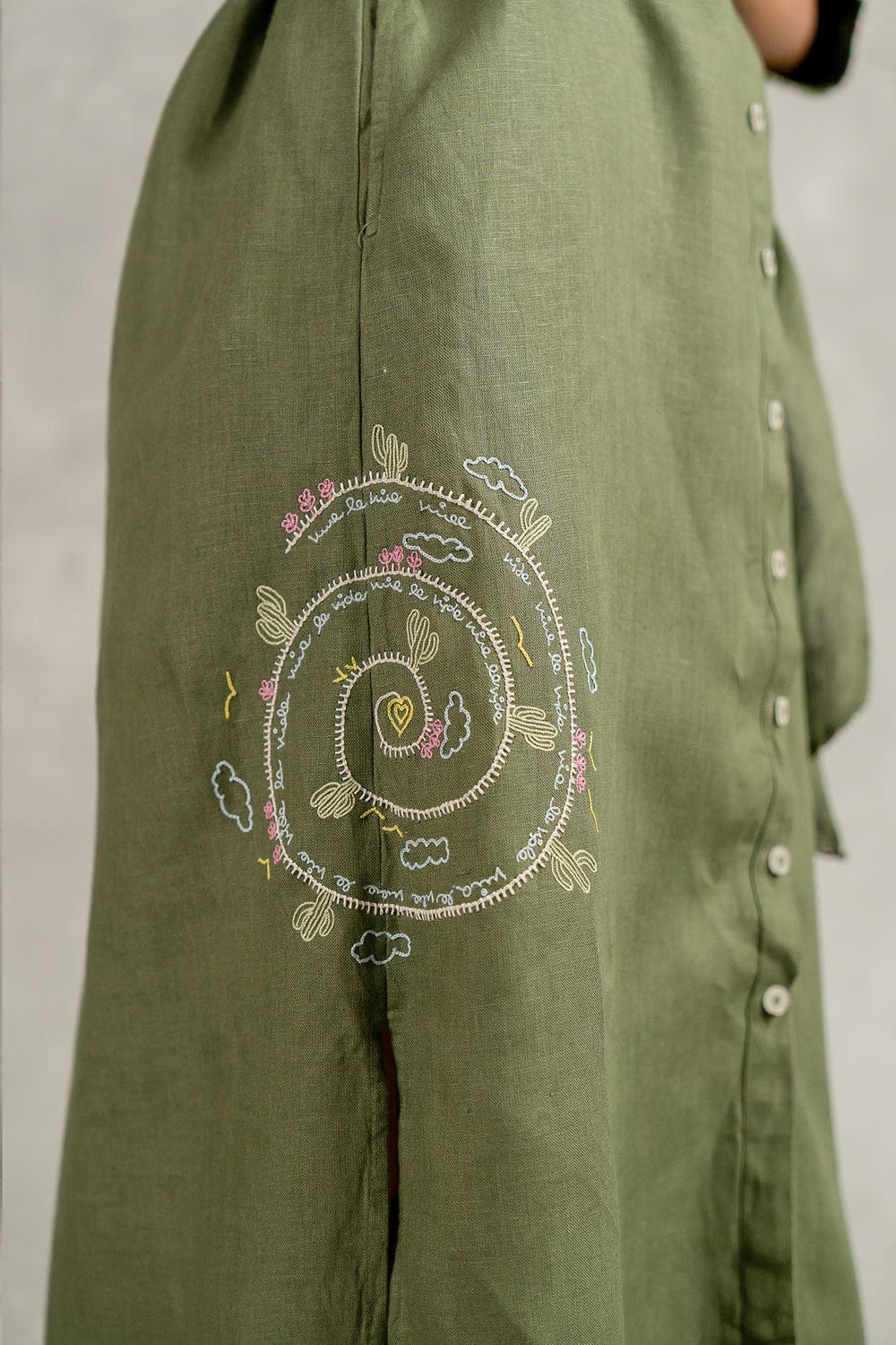 Linen Yavie Dress - Olive